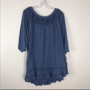 NWT Hannah | off the shoulder blue ruffle top XL